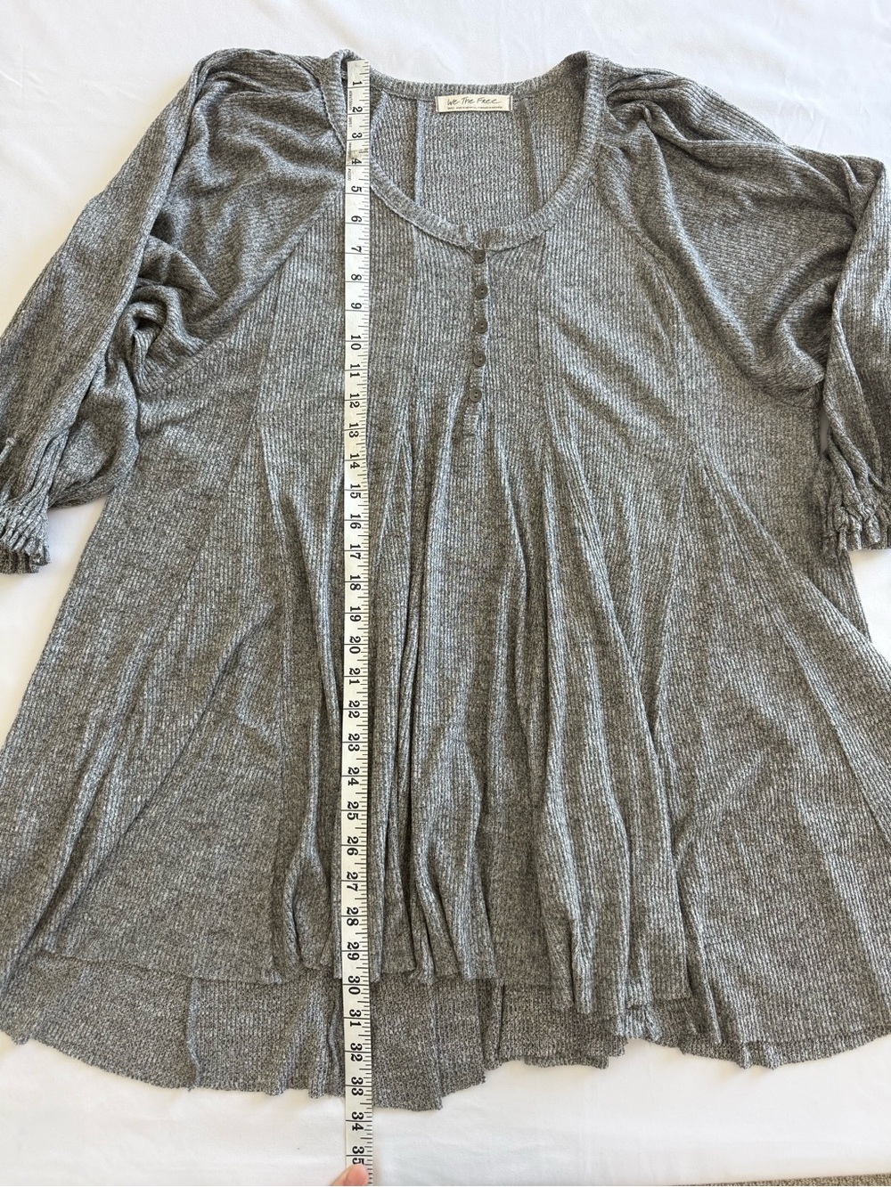 We The Free Heather Gray Ribbed Button-Front Knit Dress - Picture 9 of 10